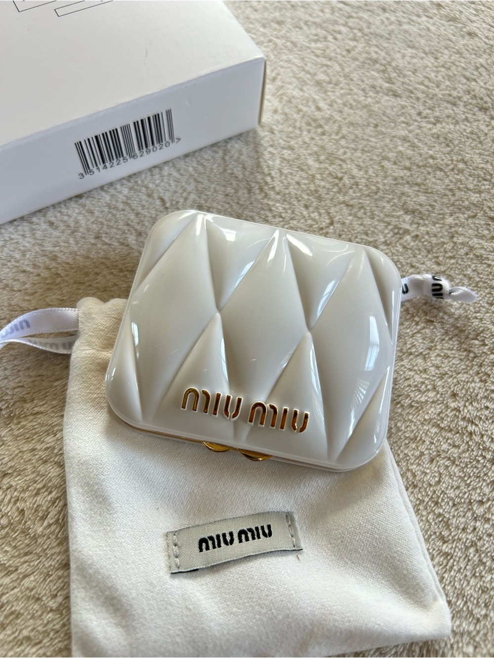 Miu Miu White Mirror + Quilted Bag
